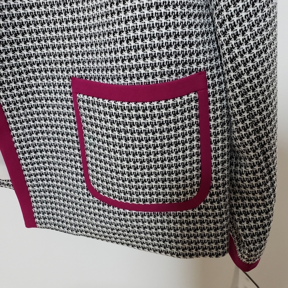 Nine West Checkered Houndstooth Blazer Jacket Magenta Purple Trim, 16 - Picture 4 of 6